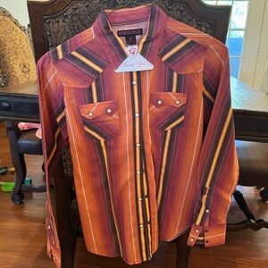 Rock & Roll Cowgirl Striped Button Down Shirt